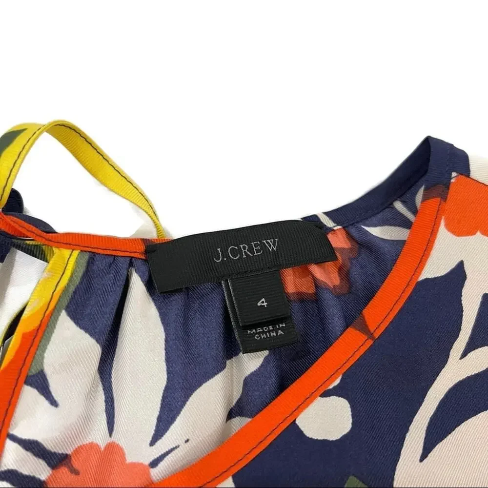 J. Crew 100% Silk Floral Blouse size 4 Multicolor